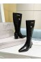 Jimmy Choo 50mm de la Rodilla Botas de Cocodrilo en Relieve el Logotipo de Cuero Negro