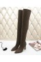 Jimmy Choo de la Rodilla de Arranque de 85 mm de Gamuza de color Caqui
