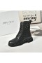 Jimmy Choo Caballero De Tobillo Plaza Talón Martin De Cuero De Encaje Negro Botas