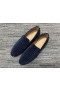 Christian Louboutin Diente De León Pico Mocasines Veau Velours Azul Marino