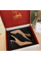 Christian Louboutin Clara de la Eslinga de 80mm Bombas de charol Nude
