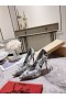 Christian Louboutin Kate Bombas de 100mm Gráfico Impreso de Patentes de Cuero Gris