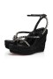 Christian Louboutin Malfadina Zeppa Sandalias de 120mm Cuero de Becerro Negro