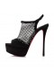 Christian Louboutin Plougesta Alta Strass 150mm Sandalias de Veau Velours de Malla Y Strass Negro