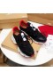 Christian Louboutin De Color Rojo Corredor Plano De Las Zapatillas De Deporte De La Pantorrilla De Neopreno Negro