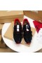 Christian Louboutin De Color Rojo Corredor Plano De Las Zapatillas De Deporte De La Pantorrilla De Neopreno Negro