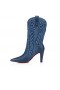 Christian Louboutin Santiabooty 85 Mm Bajo Las Botas De Cuero De Napa Y Denim