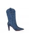 Christian Louboutin Santiabooty 85 Mm Bajo Las Botas De Cuero De Napa Y Denim