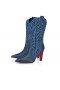Christian Louboutin Santiabooty 85 Mm Bajo Las Botas De Cuero De Napa Y Denim