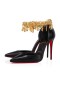 Christian Louboutin Gourmi Bombas de Cuero 100mm Negro/oro/lin Bk Zapatos