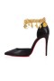 Christian Louboutin Gourmi Bombas de Cuero 100mm Negro/oro/lin Bk Zapatos