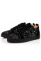 Christian Louboutin Baja-top Louis Junior Negro/de la plata de la Zapatilla de deporte de Terciopelo