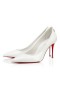 Christian Louboutin Bombas Deportivo Kate Patente de la Pantorrilla 85mm Bianco/lin Bianco Zapatos