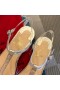 Christian Louboutin Nosy T-Strap Flat Sandals Coarse Glitter and PVC Silver
