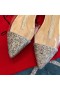 Christian Louboutin Nosy T-Strap Flat Sandals Coarse Glitter and PVC Silver