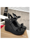 Christian Louboutin Pyraclou 120 mm Espadrilles Calf leather Black 
