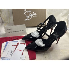 Christian Louboutin Miss Z Strap 100 Mm Pumps Patent Calf Leather Black