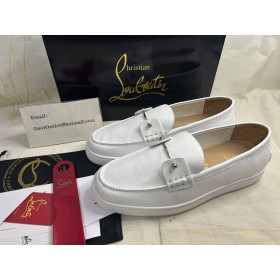 Christian Louboutin Chambeliboat Boat Shoes Calf Leather White