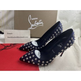 Christian Louboutin Miss Z Boum Boum Mirror 100 Mm Pumps Crepe Satin Zaffiro