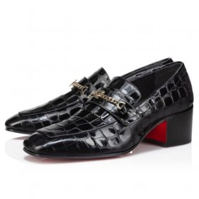 Christian Louboutin 50 Mm Mocasines De Cocodrilo En Relieve De Cuero De Becerro Negro