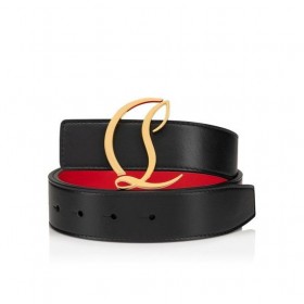 Christian Louboutin Cl Logotipo de la Correa de 35 mm de Suave piel de Becerro Negro