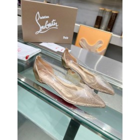 Christian Louboutin Degrastrass Pisos de Plata de PVC y Strass de Luz Melocotón