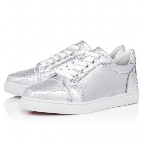 Christian Louboutin Divertido Vieira Zapatillas De Deporte Iridiscente De Cuero De Becerro De Picos De Plata Zapatos De Christian Louboutin Online