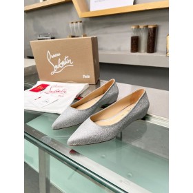 Christian Louboutin Kate Ballerina Flats Brillo De Becerro De Cuero De Plata
