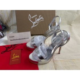 Christian Louboutin Loubi Reina Alta 150Mm de Tiras de las Sandalias de Plata