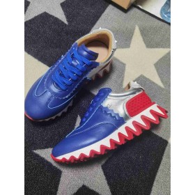 Christian Louboutin Loubishark Corredores De Cuero De Becerro Azul Plata
