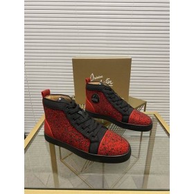 Christian Louboutin Louis Orlato Plana Brillo de Alta-Top Sneakers CL Zapatillas