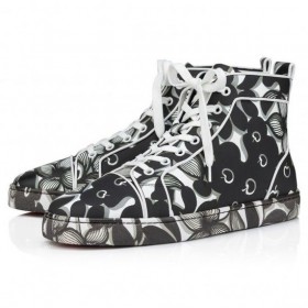 Christian Louboutin Louis Orlato De Alta-Top Sneakers Petunia De Becerro De Cuero Y Caucho Negro