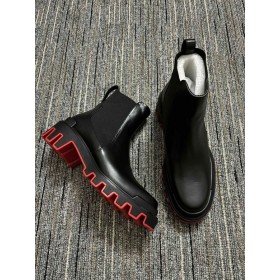 Christian Louboutin Marchacroche Duna Hombres Botas De Tobillo De Cuero De Becerro Negro