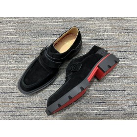 Christian Louboutin Nuestro Georges Derby Zapatos De Ante Negro