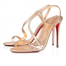 Christian Louboutin Rosalie 100 Mm Sandalias de Cuero Iridiscente de color Beige Zapatos CL