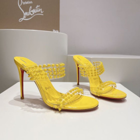 Christian Louboutin Pico de Sólo 105 mm, de PVC y de Patentes, Sandalias de Cuero Amarillo