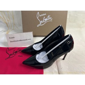 Christian Louboutin Deportivo Kate 100 Mm Bombas De Vog De Patentes De Cuero Negro