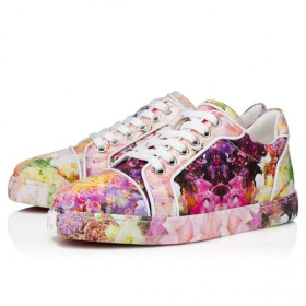 Christian Louboutin Vieira Zapatillas de deporte de Crepé de Satén de Floración de Impresión Multicolor CL Zapatos de la Tienda