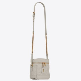 Saint Laurent de los 80 de la Vanidad de la Bolsa Blanca Acolchada de Cuero de Grano Saint Laurent Bolsas