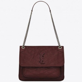 Saint Laurent Medio Niki Bolsa De Burdeos Arrugado De Cuero Saint Laurent Bolsas