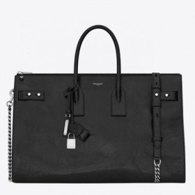 Saint Laurent Sac De Jour Souple 36 Maletín Negro De Cuero Moroder