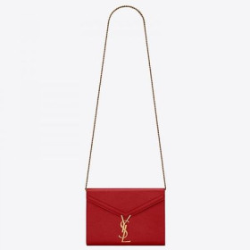 Saint Laurent WOC Cassandra de la Cadena de Billetera de Cuero Rojo