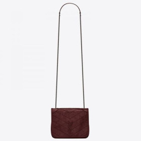 Saint Laurent WOC Niki de la Cadena de Cartera de Burdeos Arrugado de Cuero