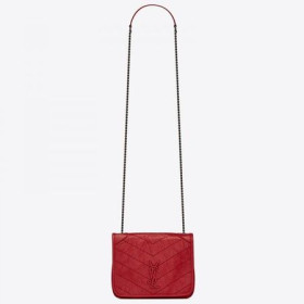 Saint Laurent WOC Niki de la Cadena de Cartera Roja de Cuero Arrugado