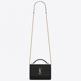 Saint Laurent la comisión de la mujer de la puesta de sol en la Cadena de Cartera Negra de piel de Becerro