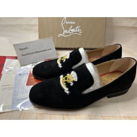 Christian Louboutin Mocasines Colonnaki Crucero Negro De Cuero De Gamuza