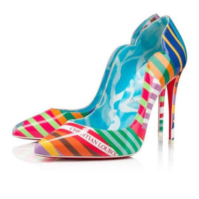 Christian Louboutin Bombas chica Caliente 100 mm Multi/lin Azul-blanco cuero de Patente