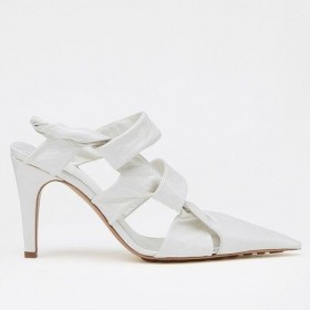 Dto Bottega Veneta BV Punto Slingback Sandalias Blanco de piel de cordero Bottega Veneta Zapatos
