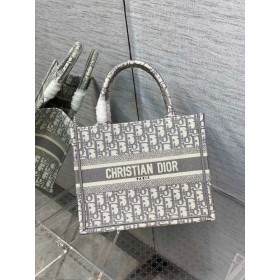 Dior Libro Tote Gris Dior Oblicuo Bordado