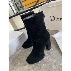 Dior D-Aumento de Botas de Gamuza Negro 100mm